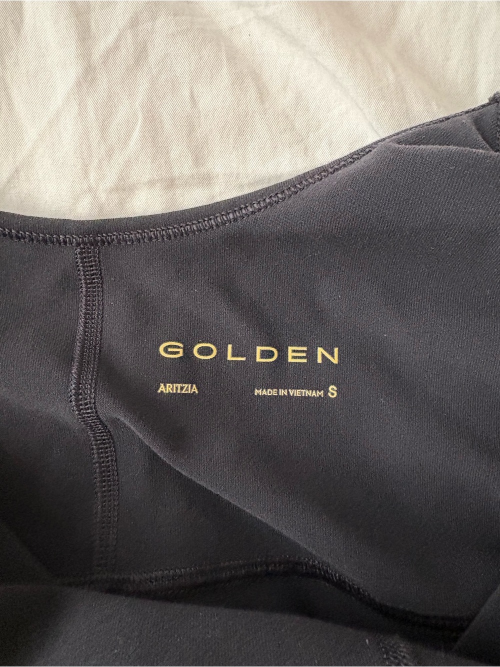 Aritzia Golden Black Active Top with Gold Logo - Picture 3 of 3